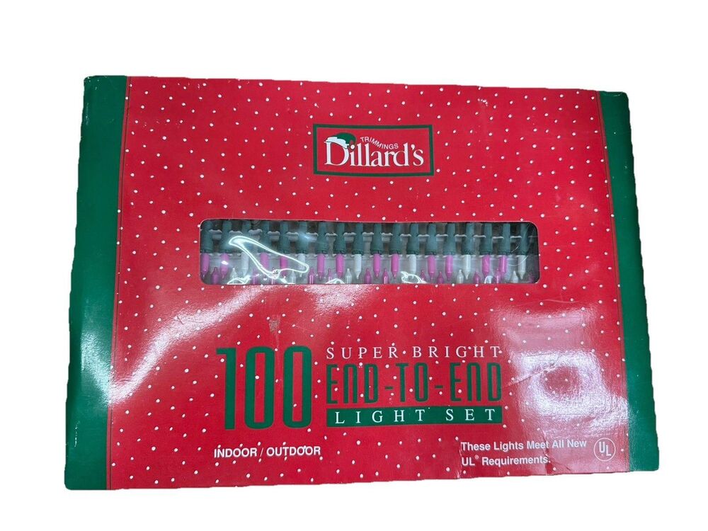 Vintage Dillards Christmas Lights, Pink & White100-Light Set of 2